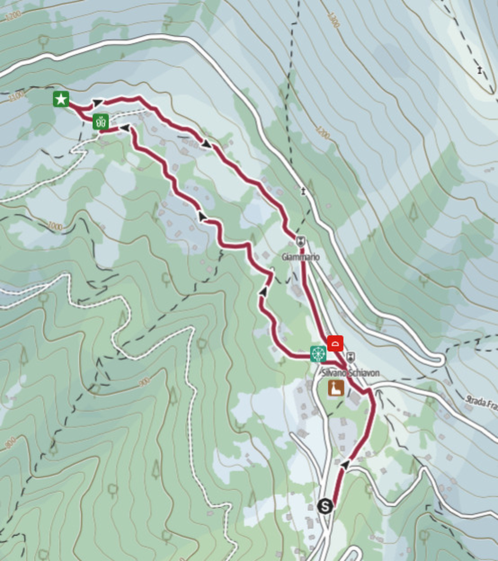 Mappa camminata pianezze valdobbiadene